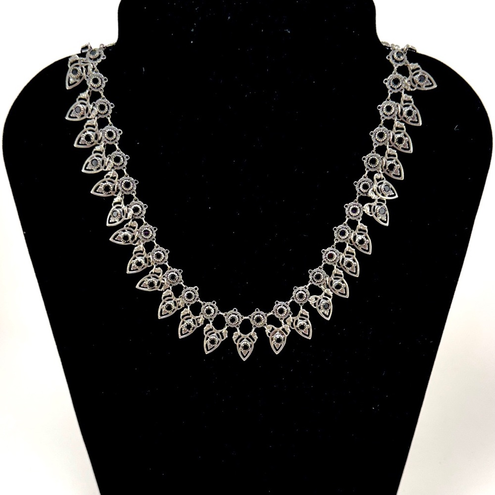 💖 Kenny Ma Silver Choker with Black Onyx, Size 16 inch - Picture 3 of 12